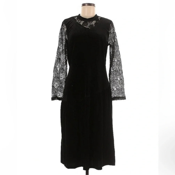 Tricosa Vintage Classic Black Made In France Whimsigoth Cocktail Dress Size L - Picture 1 of 2